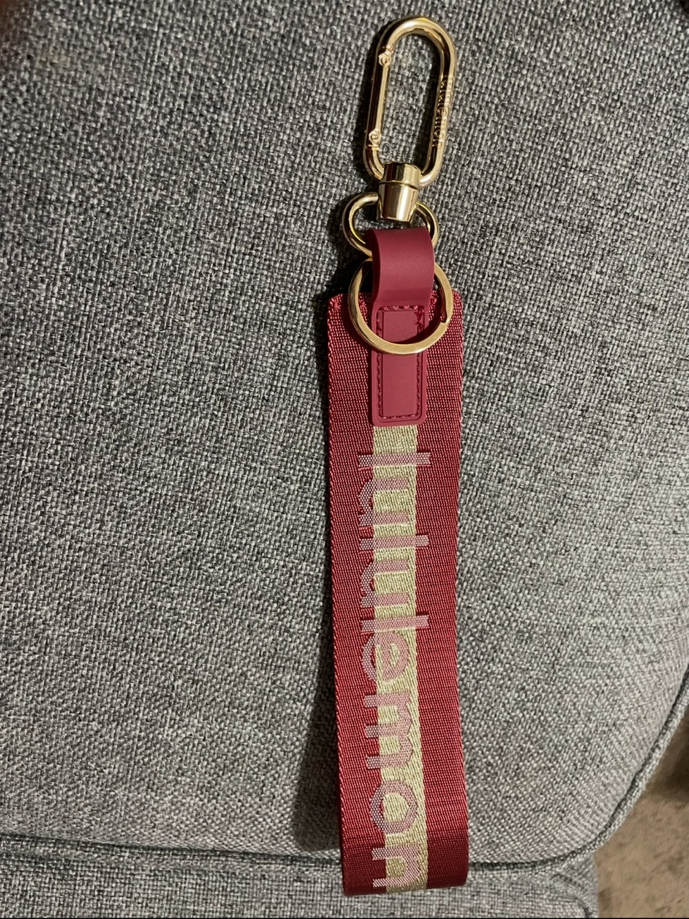 lululemon athletica Burgundy and Gold Logo Key Wristlet